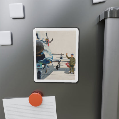 Pilot and Landcrew (Magazine Illustration) Refrigerator Magnet-The Sticker Space