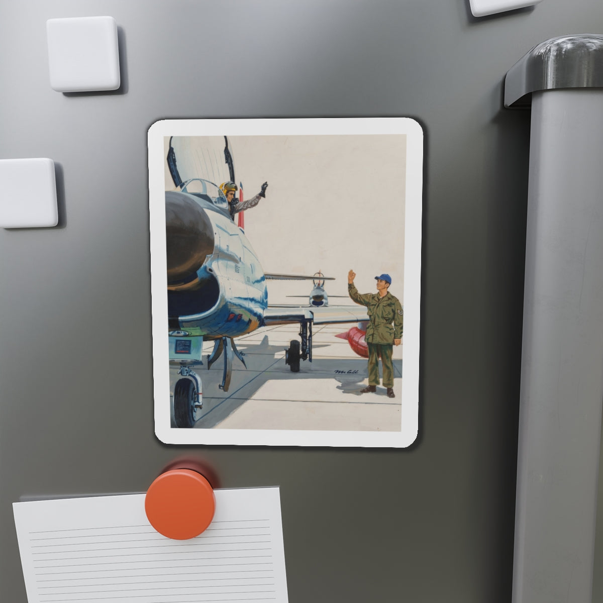 Pilot and Landcrew (Magazine Illustration) Refrigerator Magnet-The Sticker Space