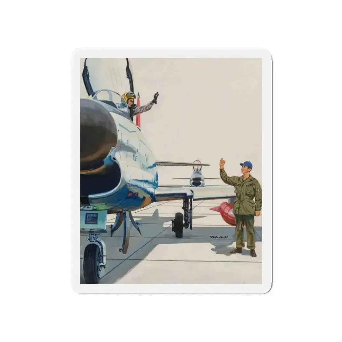 Pilot and Landcrew (Magazine Illustration) Refrigerator Magnet 4 Inch Die-Cut - The Sticker Space