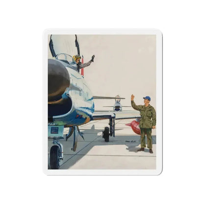 Pilot and Landcrew (Magazine Illustration) Refrigerator Magnet 4 Inch Die-Cut - The Sticker Space