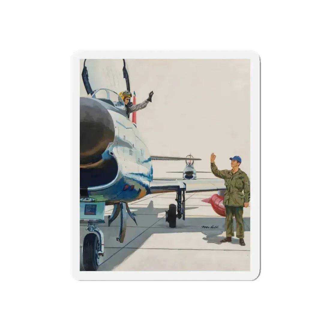 Pilot and Landcrew (Magazine Illustration) Refrigerator Magnet 6 Inch Die-Cut - The Sticker Space