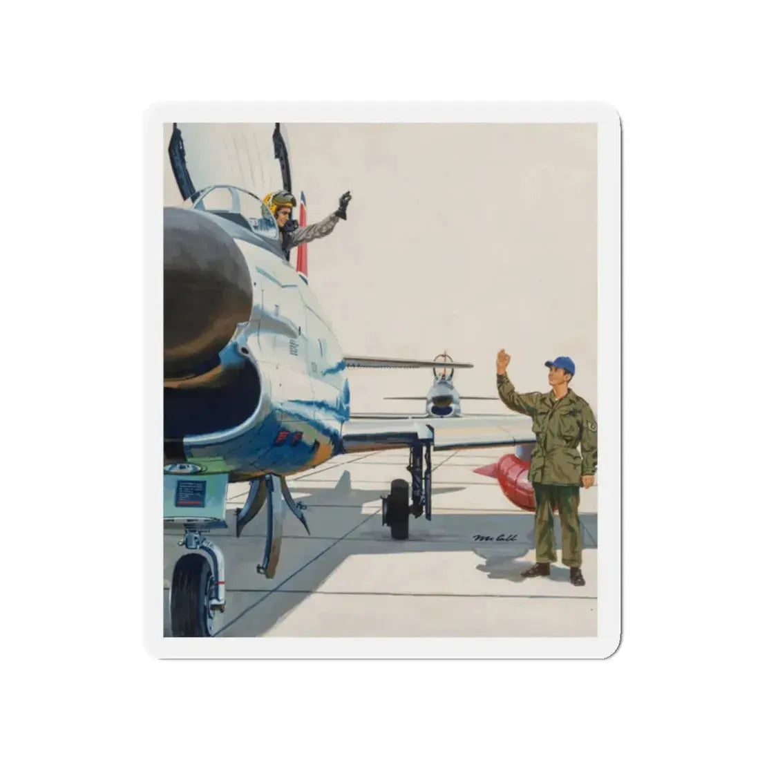 Pilot and Landcrew (Magazine Illustration) Refrigerator Magnet - The Sticker Space