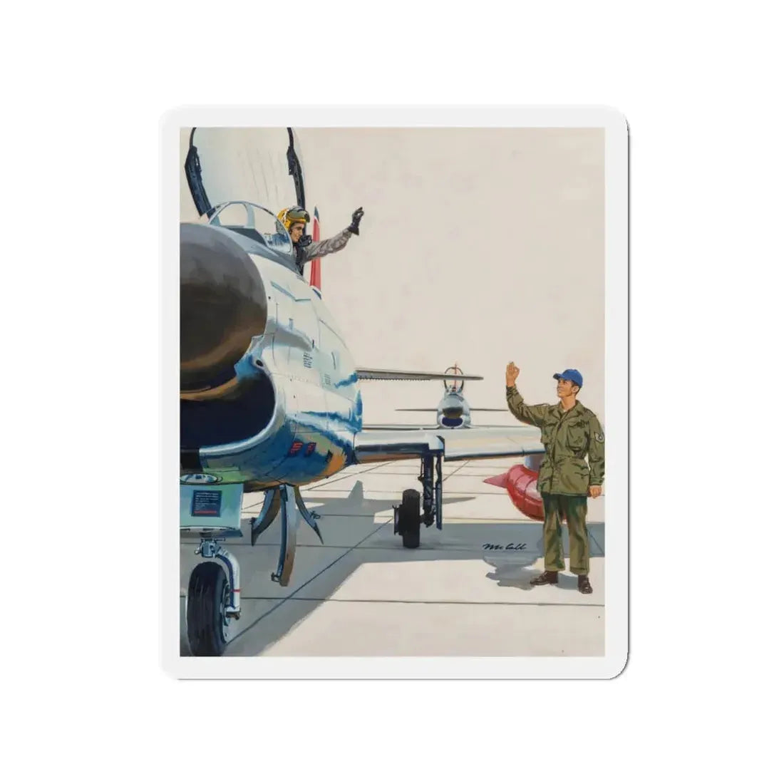 Pilot and Landcrew (Magazine Illustration) Refrigerator Magnet - The Sticker Space