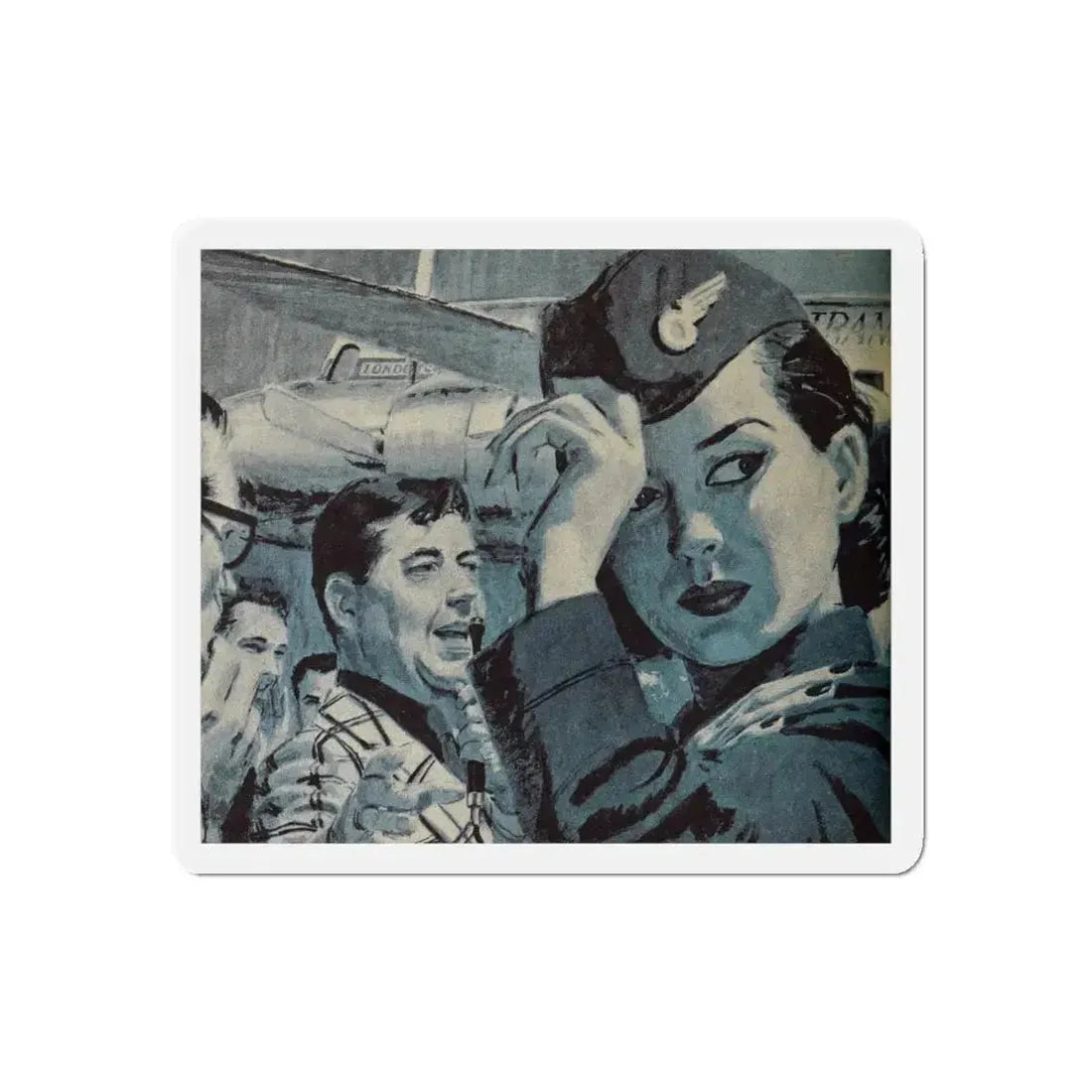 Pilot's Wife, Woman's Day, January 1957 (Magazine Illustration) Refrigerator Magnet 4 Inch Die-Cut - The Sticker Space