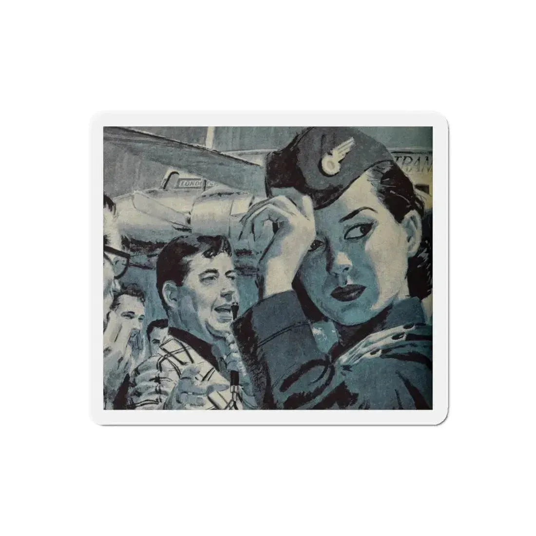 Pilot's Wife, Woman's Day, January 1957 (Magazine Illustration) Refrigerator Magnet 6 Inch Die-Cut - The Sticker Space