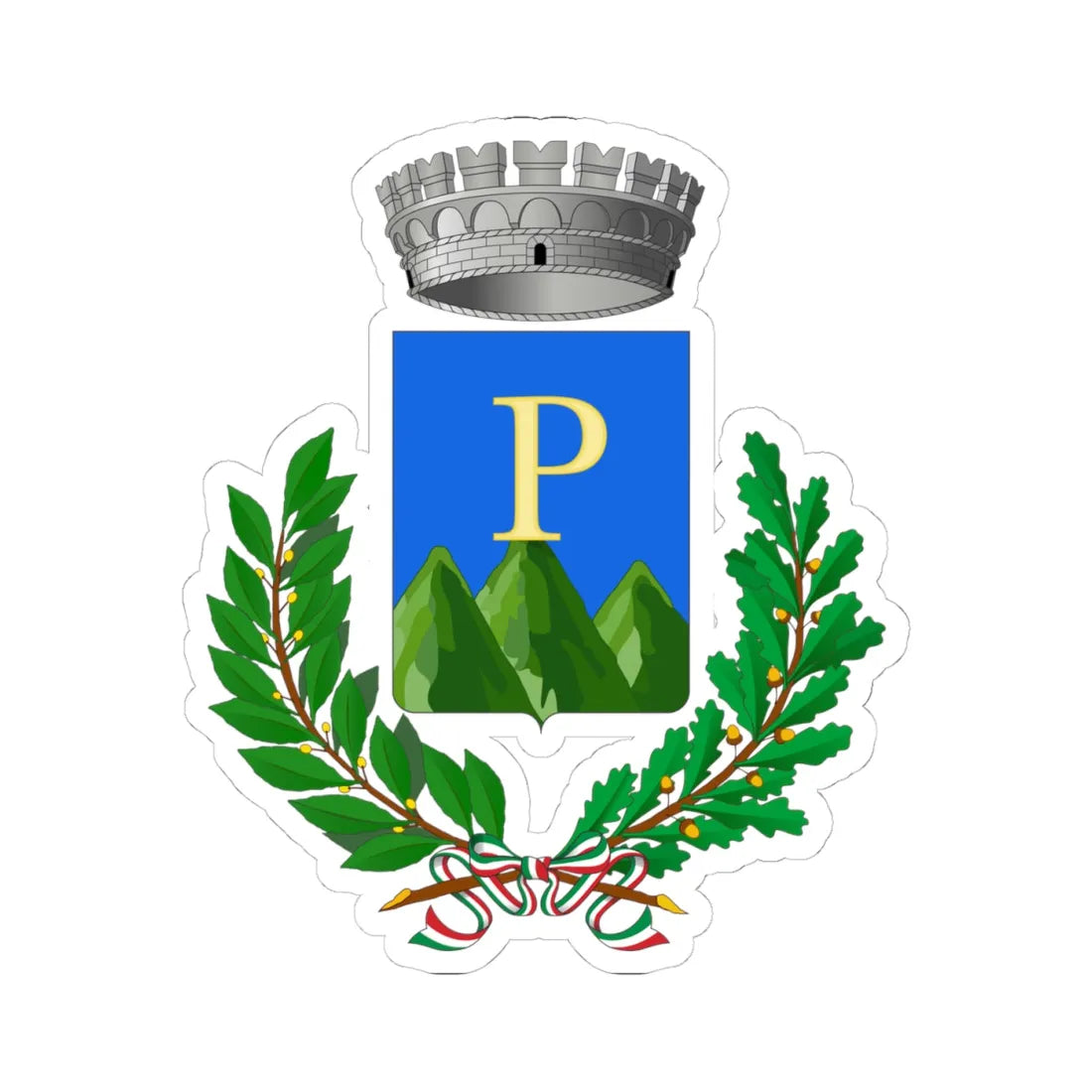 Pimonte-Stemma (Italy) (Coat of Arms) STICKER Vinyl Kiss-Cut Decal 4 Inch White - The Sticker Space