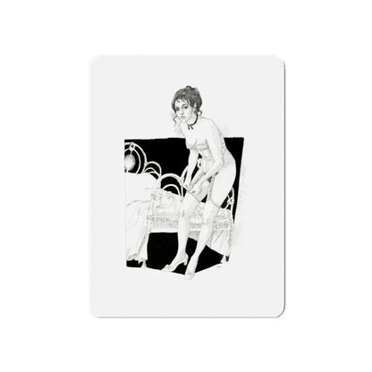 Pin-Up Getting Dressed, calendar illustration, 1974 (Magazine Illustration) Refrigerator Magnet 5 Inch Die-Cut - The Sticker Space