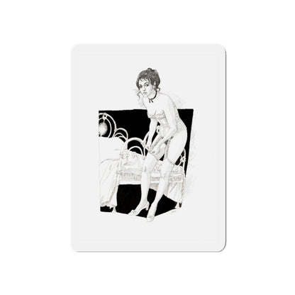 Pin-Up Getting Dressed, calendar illustration, 1974 (Magazine Illustration) Refrigerator Magnet-5" x 5"-The Sticker Space