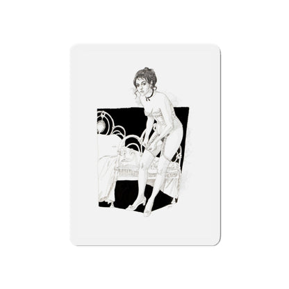 Pin-Up Getting Dressed, calendar illustration, 1974 (Magazine Illustration) Refrigerator Magnet-6 × 6"-The Sticker Space