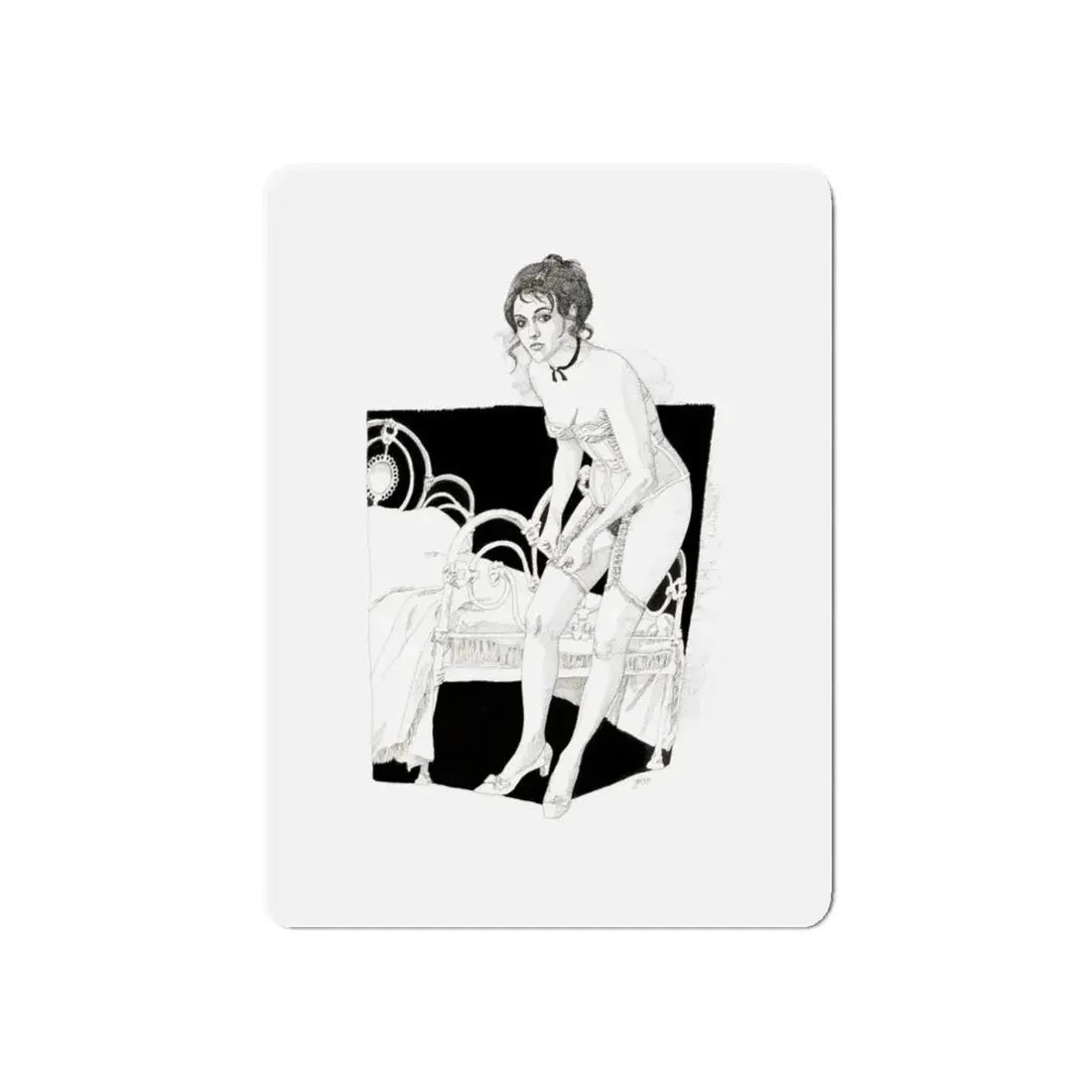 Pin-Up Getting Dressed, calendar illustration, 1974 (Magazine Illustration) Refrigerator Magnet - The Sticker Space