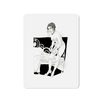 Pin-Up Getting Dressed, calendar illustration, 1974 (Magazine Illustration) Refrigerator Magnet - The Sticker Space