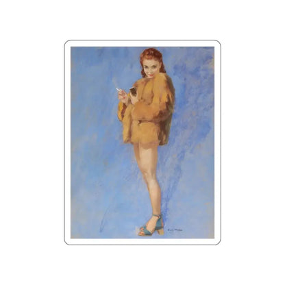Pin-Up in Fur (Magazine Illustration) STICKER Vinyl Die-Cut Decal - The Sticker Space