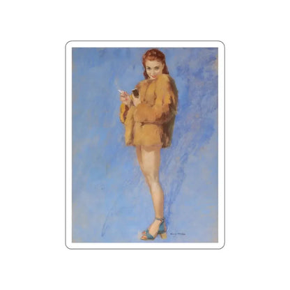 Pin-Up in Fur (Magazine Illustration) STICKER Vinyl Die-Cut Decal - The Sticker Space