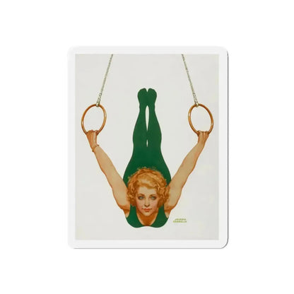 Pin-Up on Gymnastic Rings (Magazine Illustration) Refrigerator Magnet 4 Inch Die-Cut - The Sticker Space