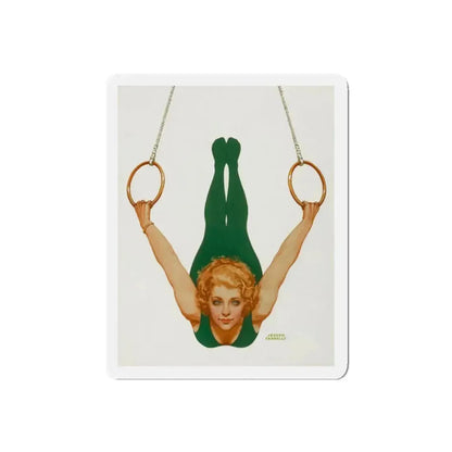 Pin-Up on Gymnastic Rings (Magazine Illustration) Refrigerator Magnet 5 Inch Die-Cut - The Sticker Space