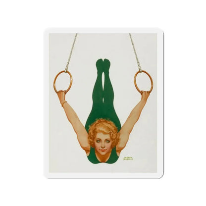 Pin-Up on Gymnastic Rings (Magazine Illustration) Refrigerator Magnet - The Sticker Space