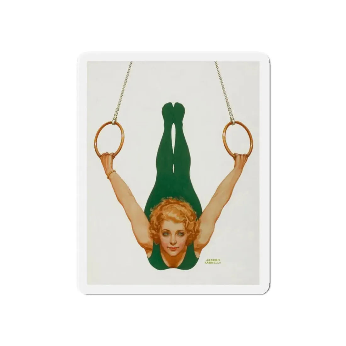 Pin-Up on Gymnastic Rings (Magazine Illustration) Refrigerator Magnet - The Sticker Space