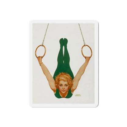 Pin-Up on Gymnastic Rings (Magazine Illustration) Refrigerator Magnet - The Sticker Space