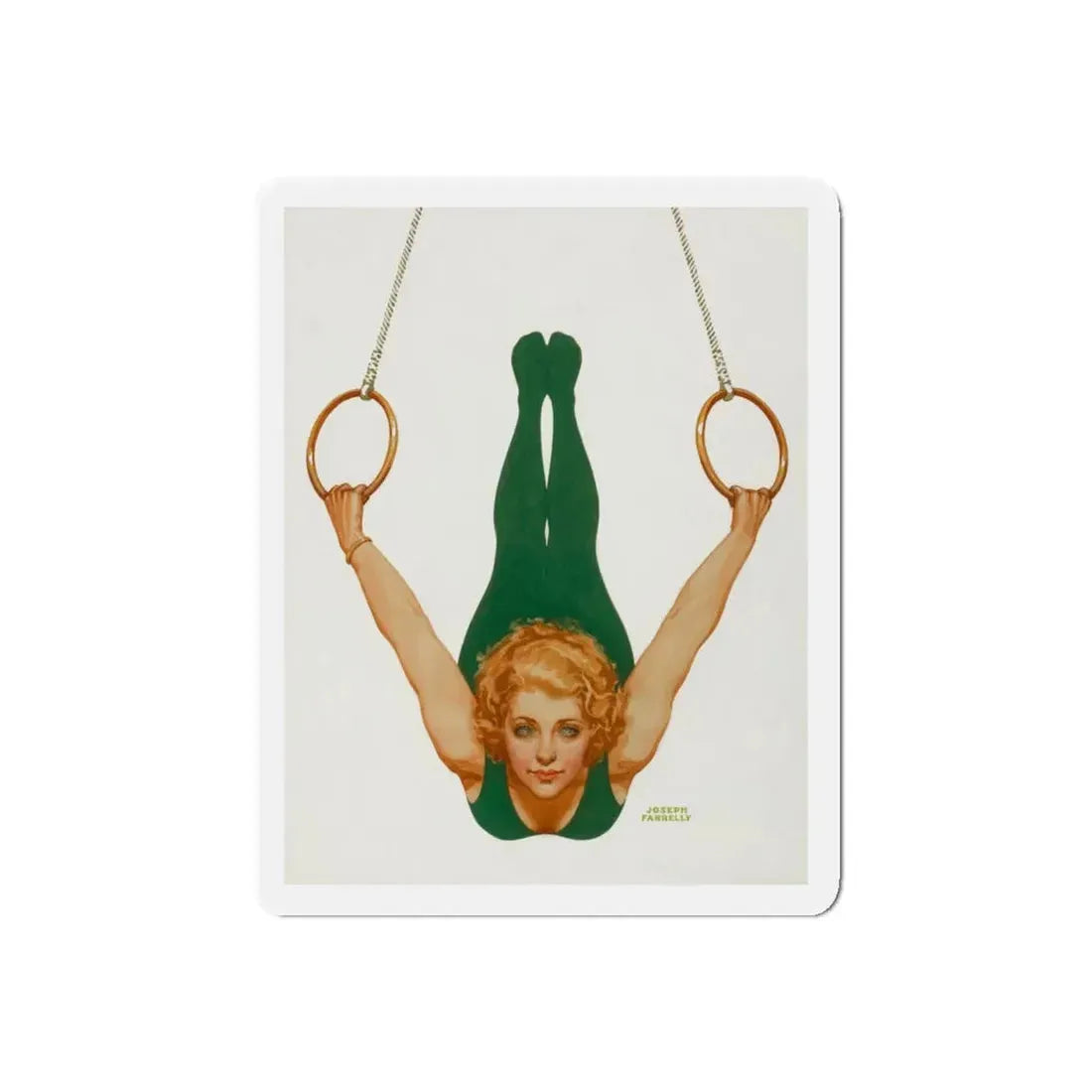 Pin-Up on Gymnastic Rings (Magazine Illustration) Refrigerator Magnet - The Sticker Space