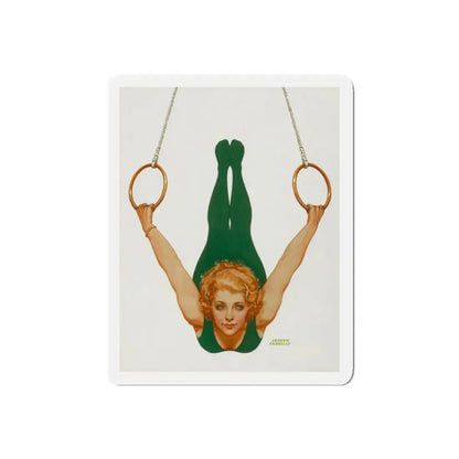 Pin-Up on Gymnastic Rings (Magazine Illustration) Refrigerator Magnet - The Sticker Space