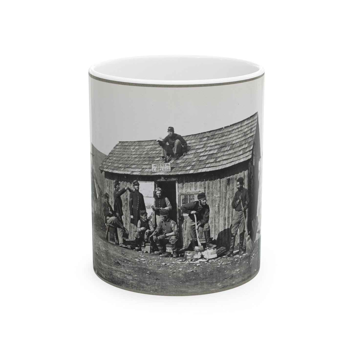 Pine Cottage , Civil War Soldiers Winter Quarters (U.S. Civil War) White Coffee Mug-11oz-The Sticker Space