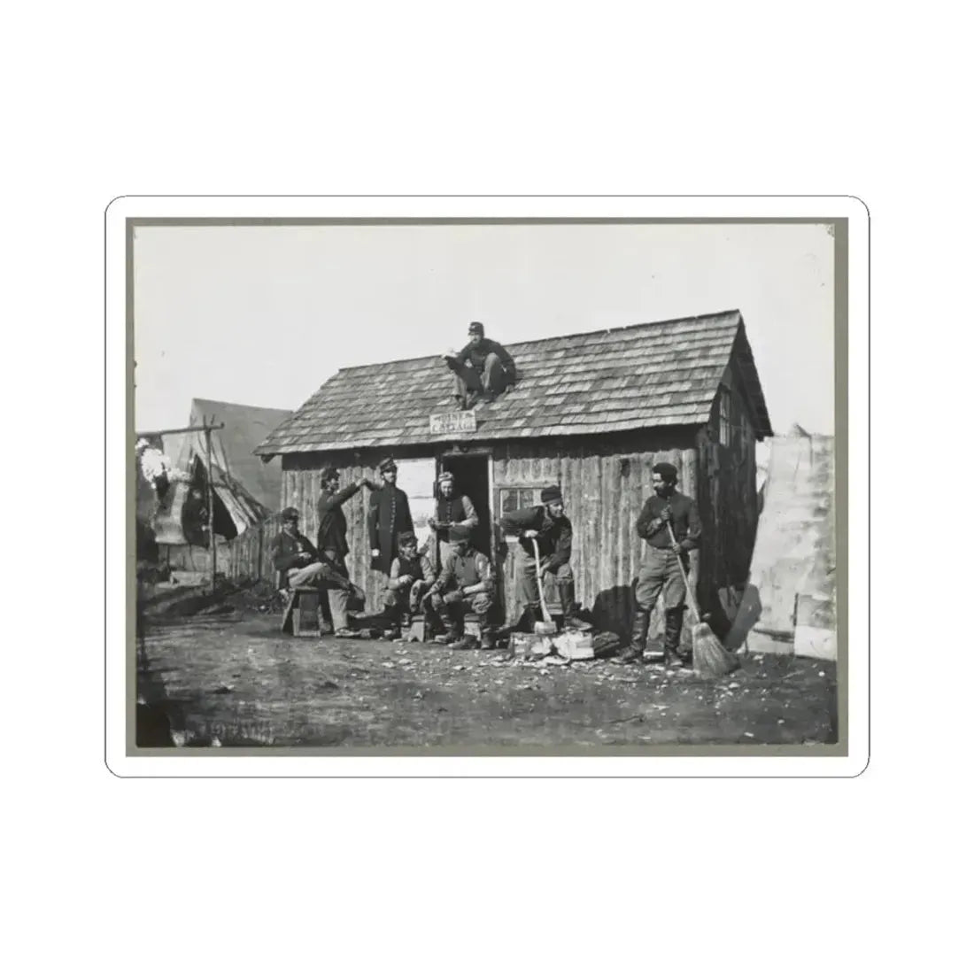 Pine Cottage , Civil War Soldiers Winter Quarters (U.S. Civil War) STICKER Vinyl Kiss-Cut Decal 2 Inch White - The Sticker Space