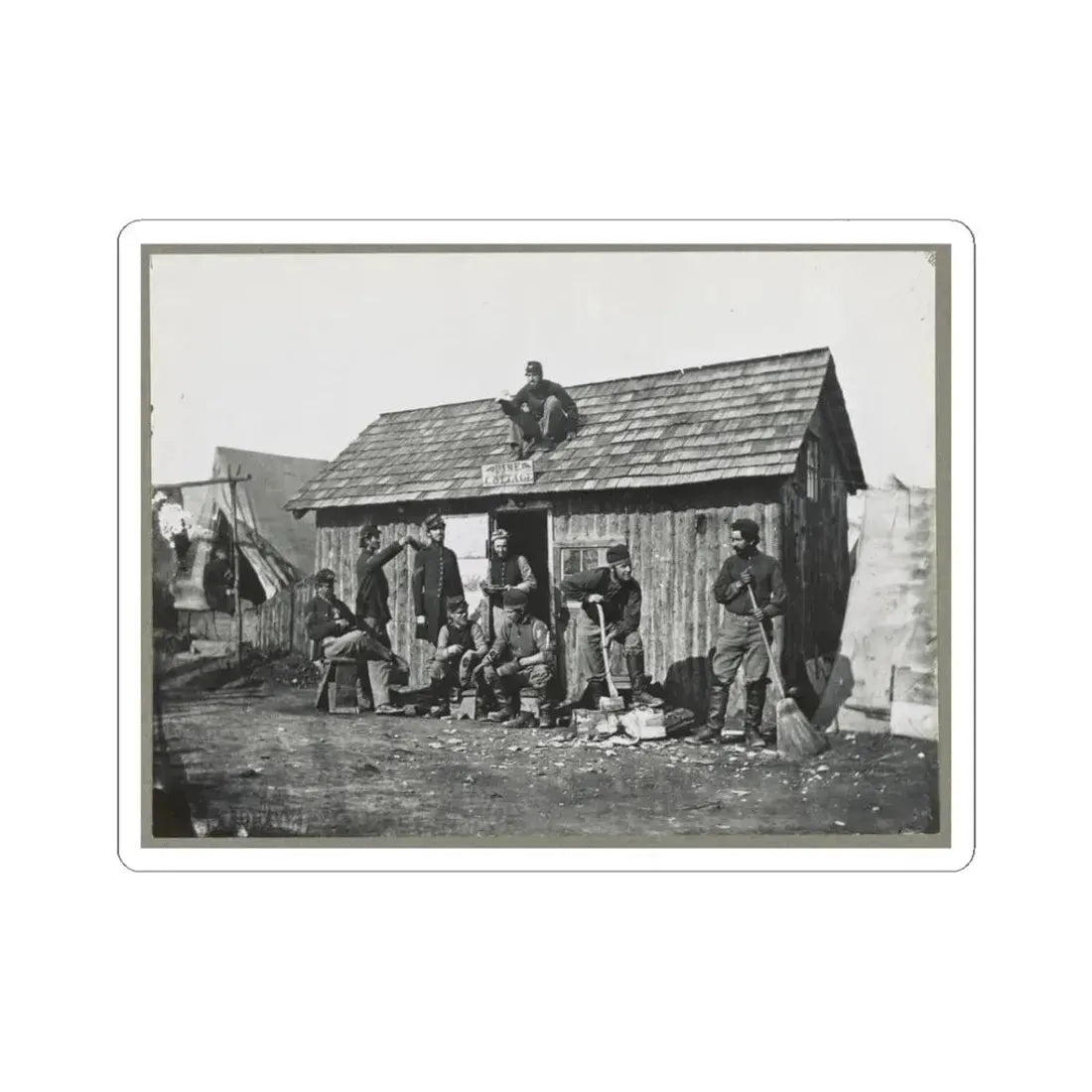 Pine Cottage , Civil War Soldiers Winter Quarters (U.S. Civil War) STICKER Vinyl Kiss-Cut Decal 3 Inch White - The Sticker Space