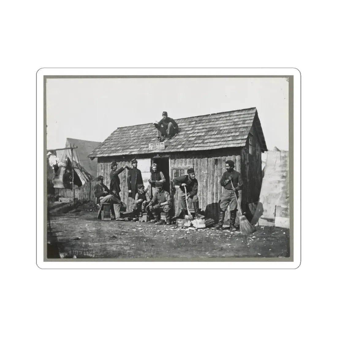 Pine Cottage , Civil War Soldiers Winter Quarters (U.S. Civil War) STICKER Vinyl Kiss-Cut Decal 6 Inch White - The Sticker Space