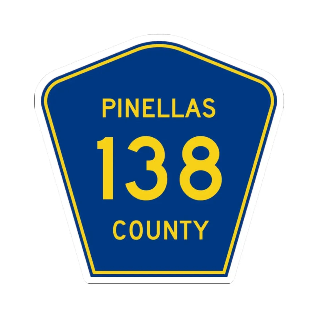 Pinellas County 138 (Florida) (Road Sign) STICKER Vinyl Kiss-Cut Decal 2 Inch White - The Sticker Space