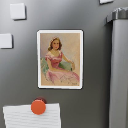 Pink and Pearls (Magazine Illustration) Refrigerator Magnet-The Sticker Space