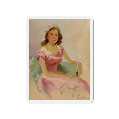 Pink and Pearls (Magazine Illustration) Refrigerator Magnet 3 Inch Die-Cut - The Sticker Space