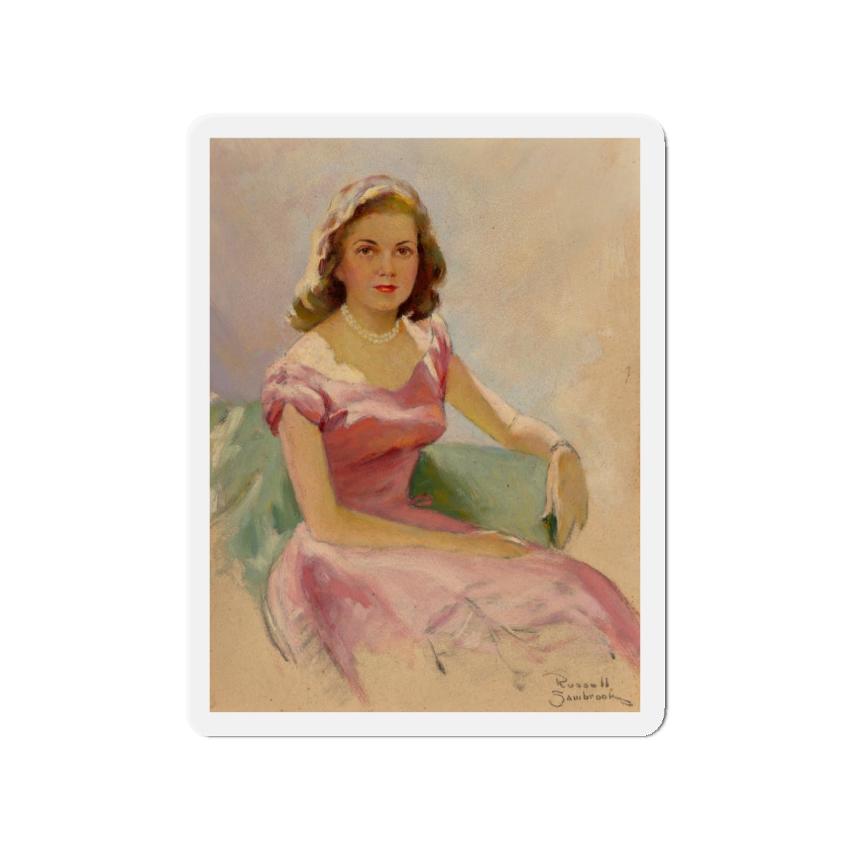 Pink and Pearls (Magazine Illustration) Refrigerator Magnet-3" x 3"-The Sticker Space