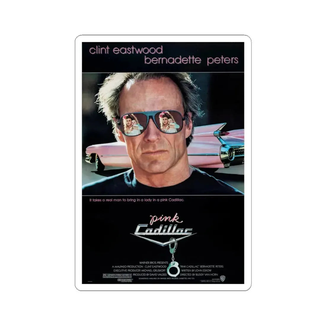 Pink Cadillac 1989 Movie Poster - STICKER Vinyl Kiss-Cut Decal 6 Inch White - The Sticker Space