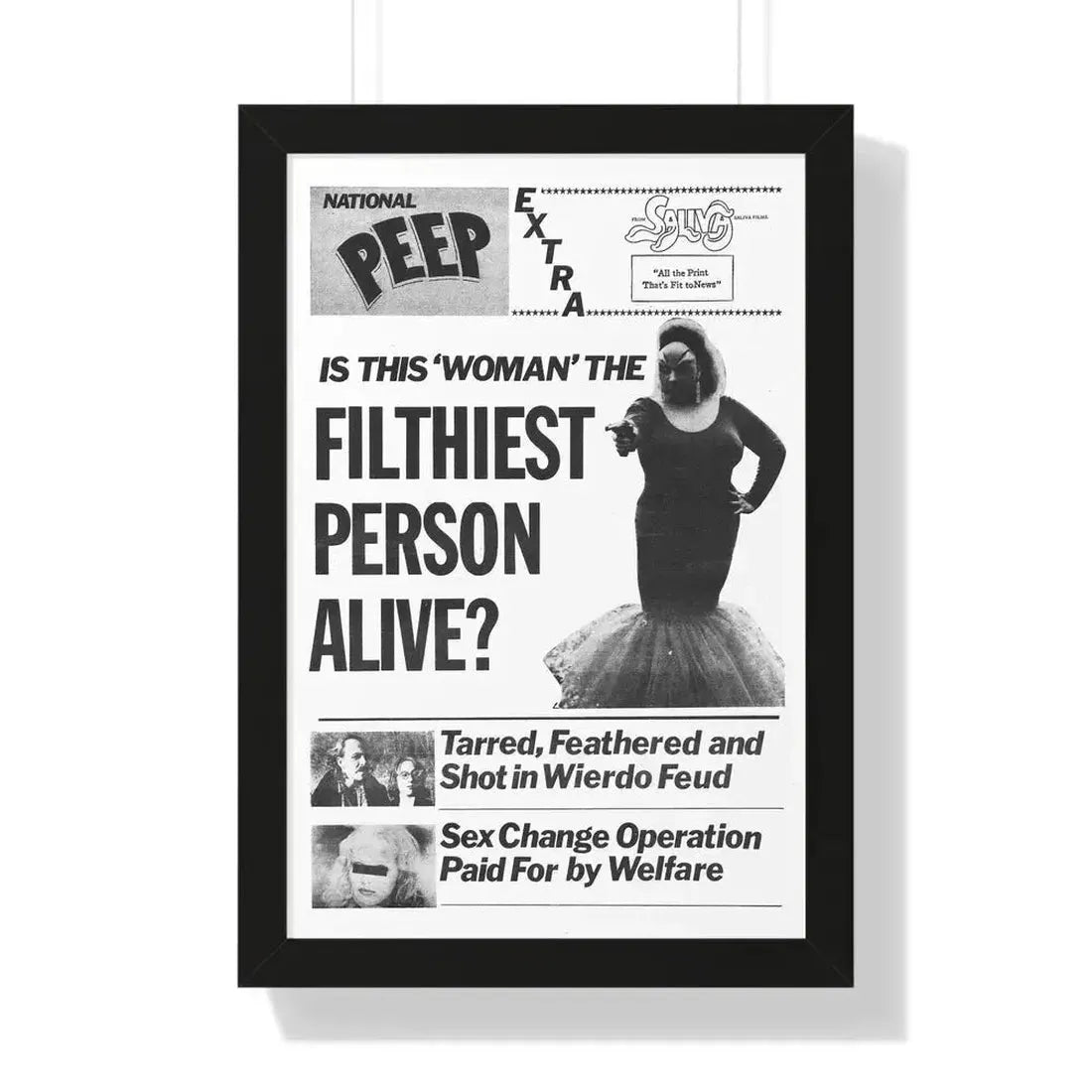 PINK FLAMINGOS (TEASER) 1972 - Framed Movie Poster 16″ x 24″ Black - The Sticker Space