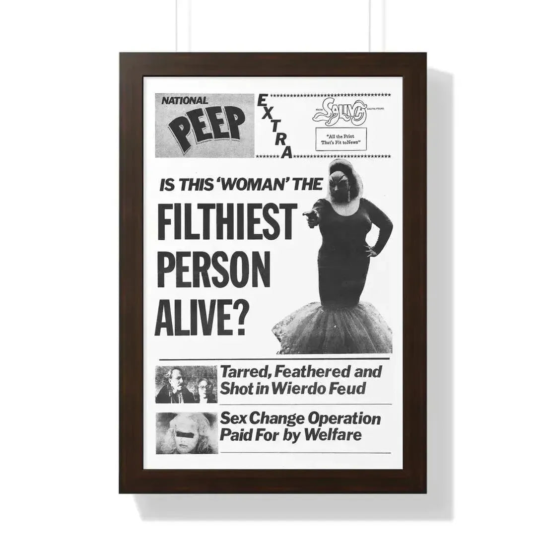 PINK FLAMINGOS (TEASER) 1972 - Framed Movie Poster 16″ x 24″ Walnut - The Sticker Space