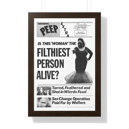 PINK FLAMINGOS (TEASER) 1972 - Framed Movie Poster 16″ x 24″ Walnut - The Sticker Space
