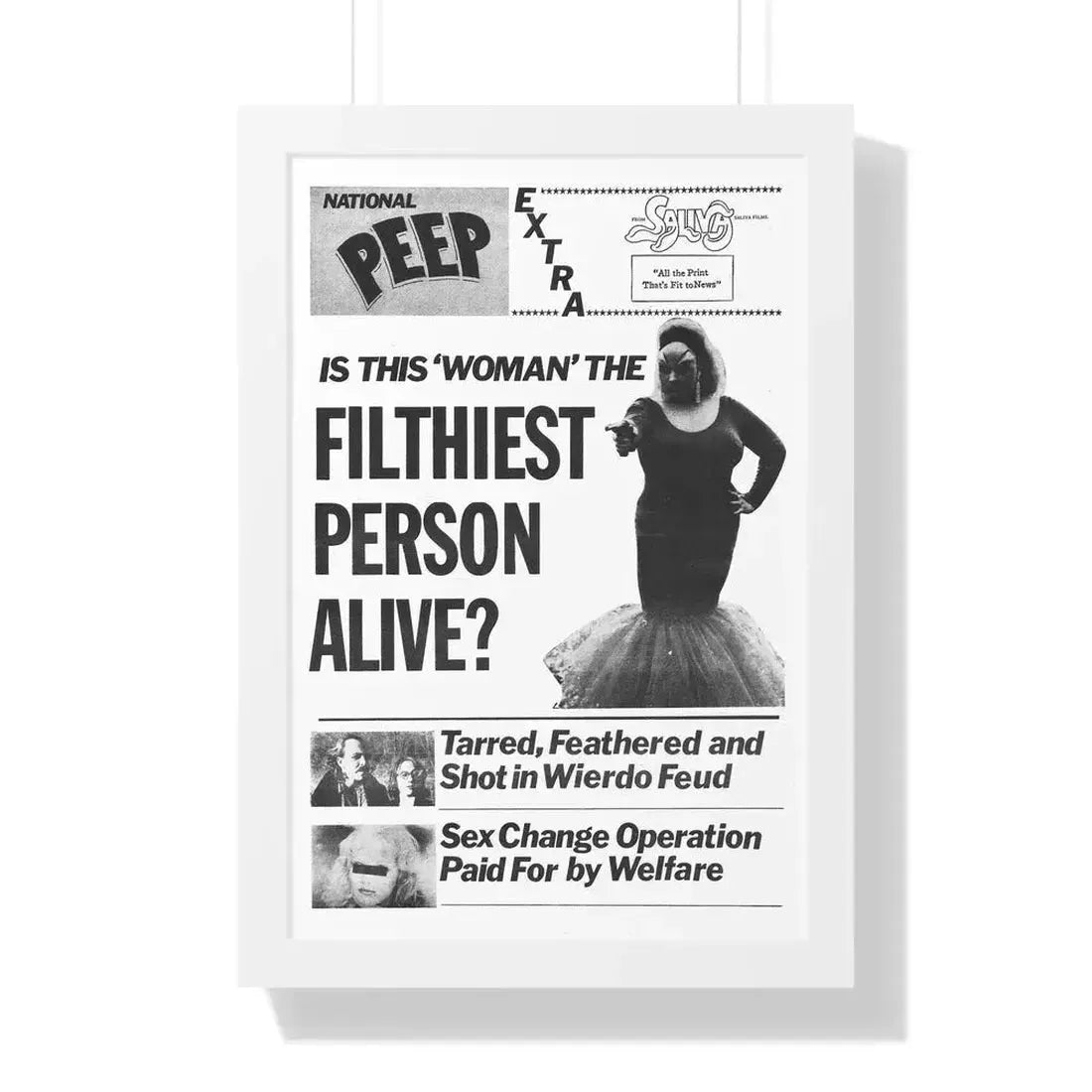 PINK FLAMINGOS (TEASER) 1972 - Framed Movie Poster 16″ x 24″ White - The Sticker Space