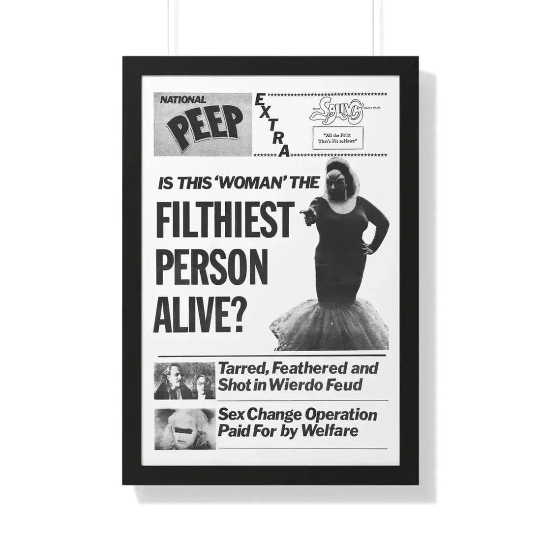 PINK FLAMINGOS (TEASER) 1972 - Framed Movie Poster 20" x 30" Black - The Sticker Space