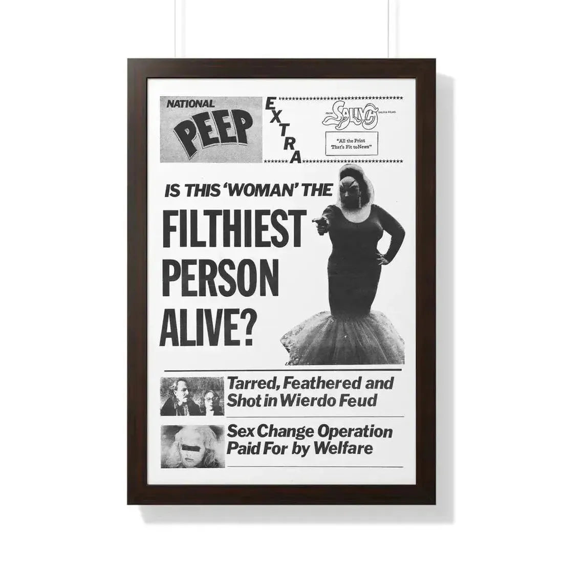 PINK FLAMINGOS (TEASER) 1972 - Framed Movie Poster 20" x 30" Walnut - The Sticker Space