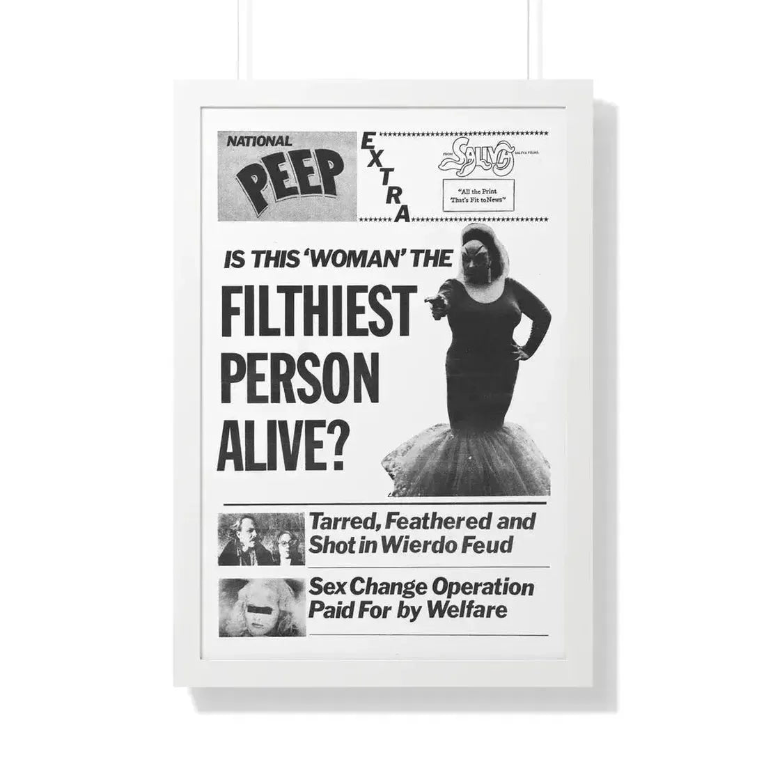 PINK FLAMINGOS (TEASER) 1972 - Framed Movie Poster 20" x 30" White - The Sticker Space