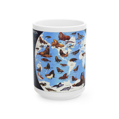 Pinnipeds Around the World (1987) (Map) White Coffee Mug-15oz-The Sticker Space