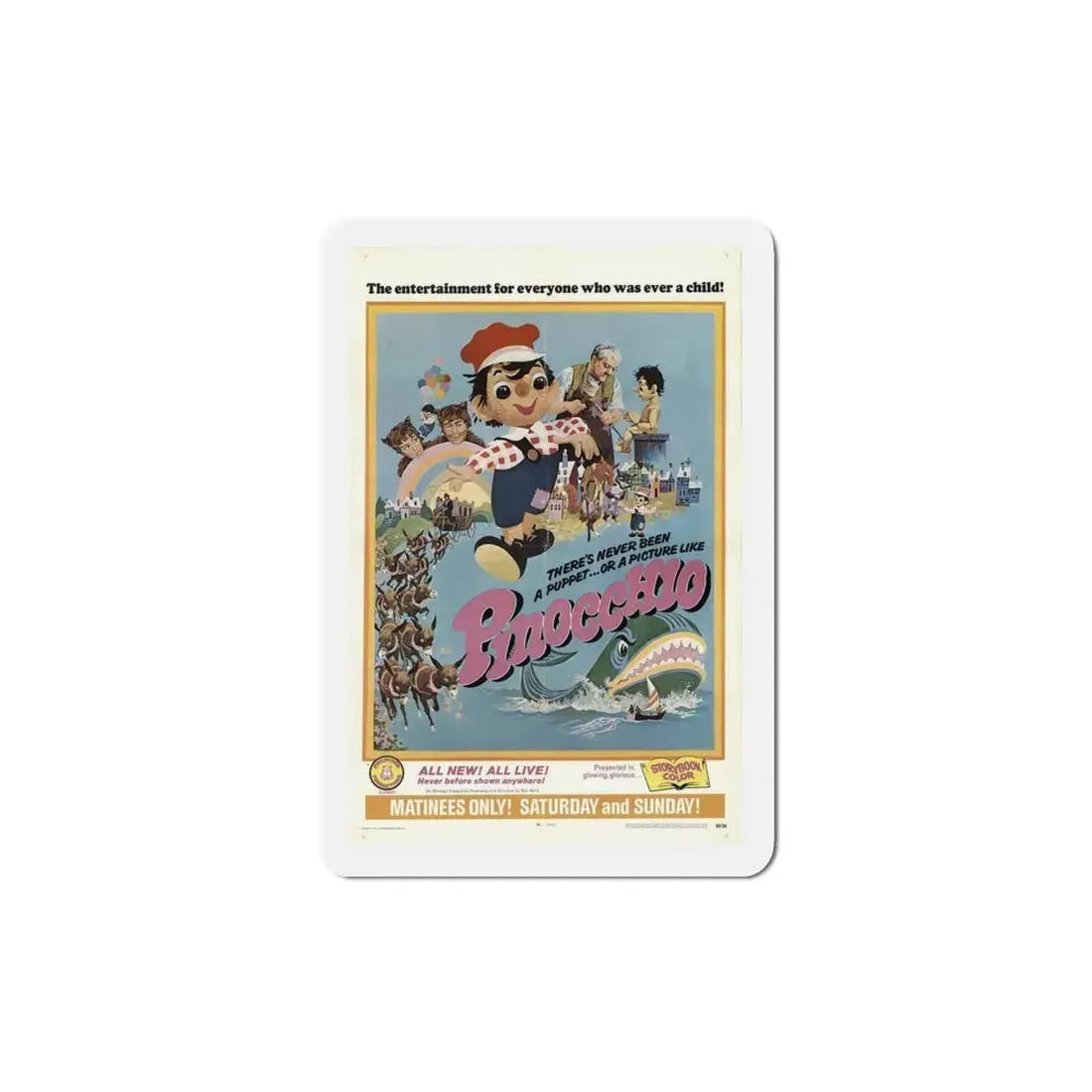 Pinocchio 1969 Movie Poster Refrigerator Magnet 4 Inch - The Sticker Space