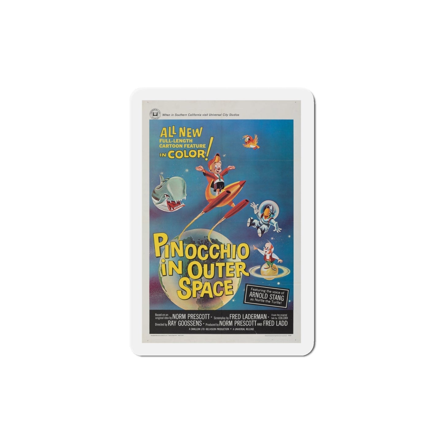 Pinocchio in Outer Space 1965 Movie Poster Die-Cut Magnet-4 Inch-The Sticker Space