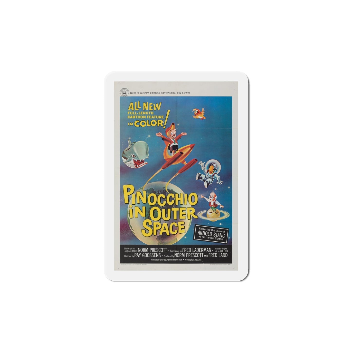 Pinocchio in Outer Space 1965 Movie Poster Die-Cut Magnet-5 Inch-The Sticker Space