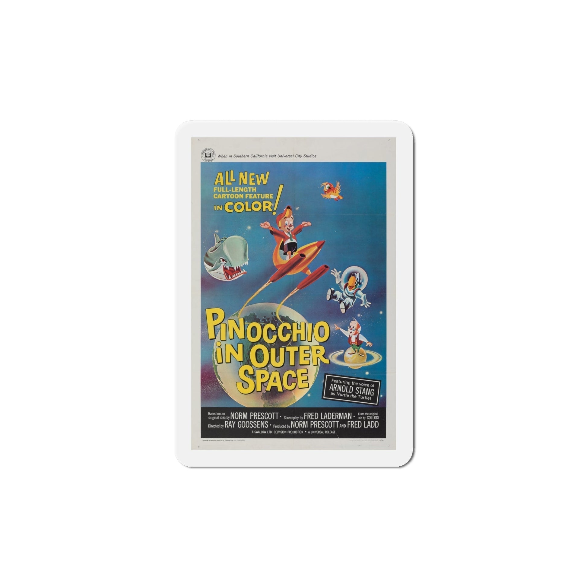 Pinocchio in Outer Space 1965 Movie Poster Die-Cut Magnet-6 Inch-The Sticker Space