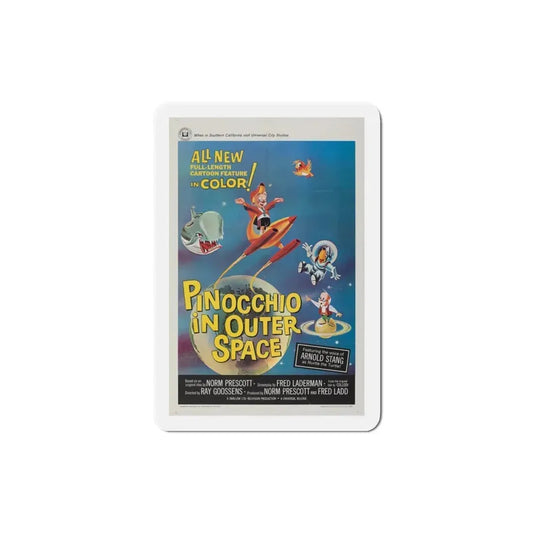 Pinocchio in Outer Space 1965 Movie Poster Refrigerator Magnet 3 Inch - The Sticker Space