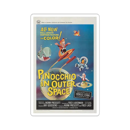 Pinocchio in Outer Space 1965 Movie Poster - STICKER Vinyl Kiss-Cut Decal 6 Inch White - The Sticker Space