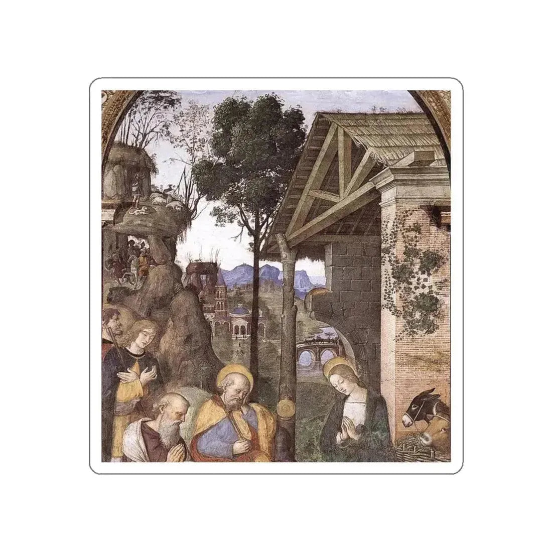 PINTURICCHIO - Adoration of the Christ Child (detail) (Artwork) STICKER Vinyl Die-Cut Decal - The Sticker Space