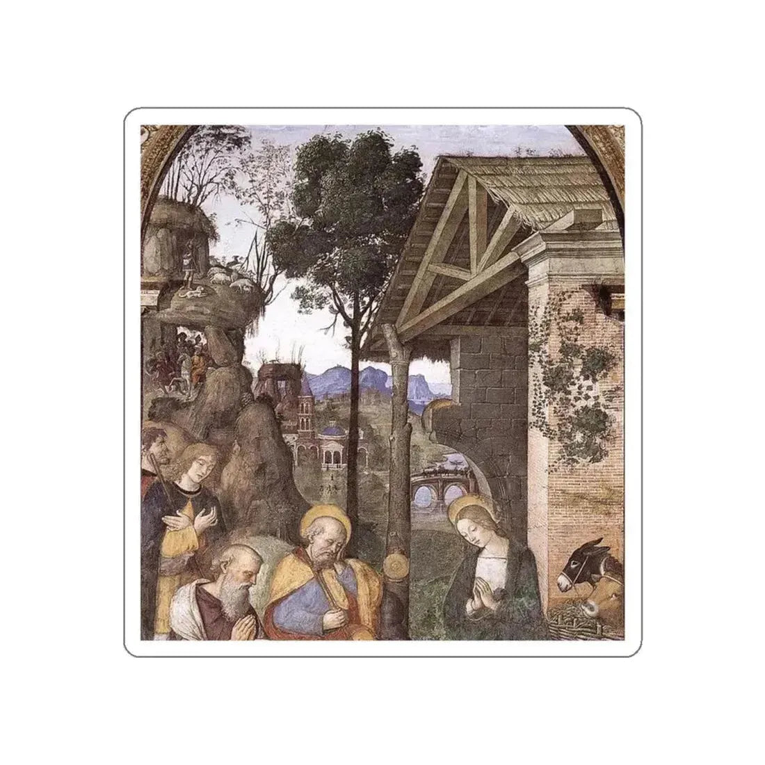 PINTURICCHIO - Adoration of the Christ Child (detail) (Artwork) STICKER Vinyl Die-Cut Decal White Die-Cut 4 Inch - The Sticker Space
