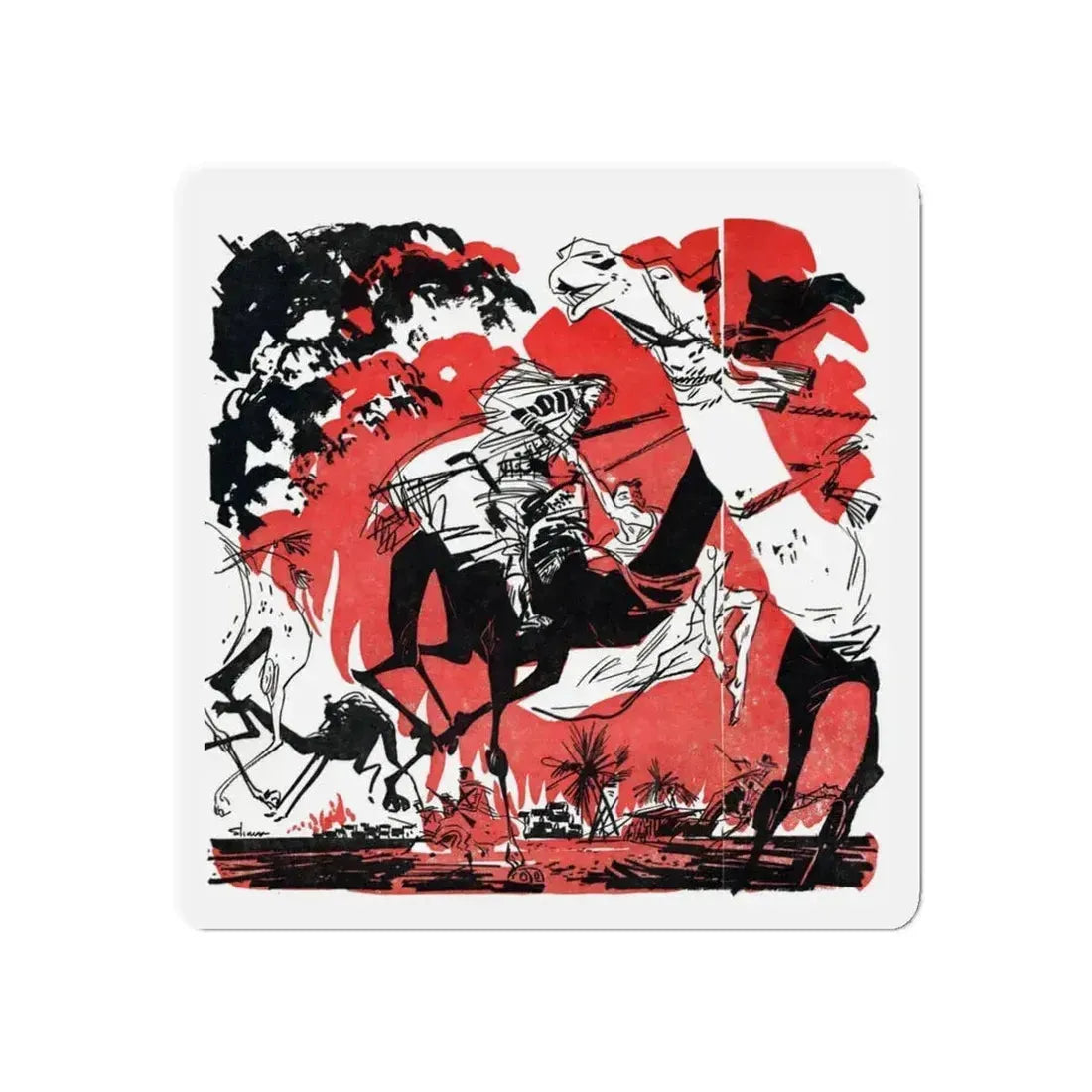 Pipeline to Arabia, Bluebook, March 1953 (Magazine Illustration) Refrigerator Magnet 3 Inch Die-Cut - The Sticker Space